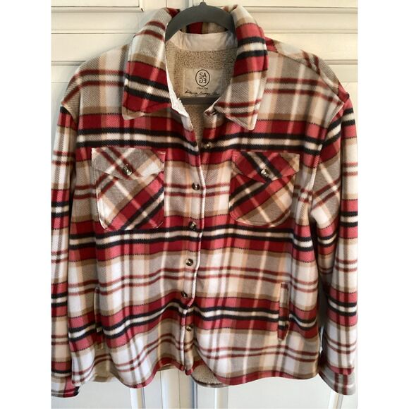 SAGE Collection Plush Flannel Sherpa Plaid Shacket Shirt Sz XL - Picture 3 of 9